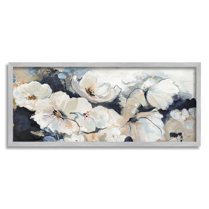 «Delicate Flower Petals Blooming Modern Design», peinture sur toile à cadre flottant, H 10 po x l 24 po x P 1,5 po