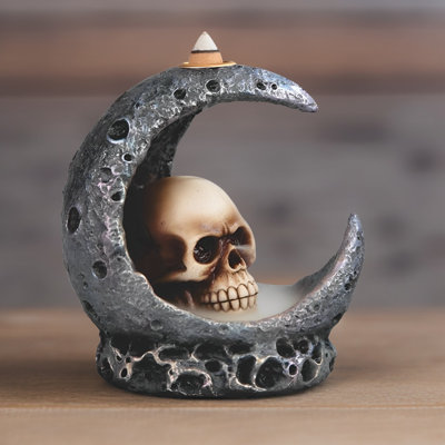 5"H Skull on Moon BackFlow