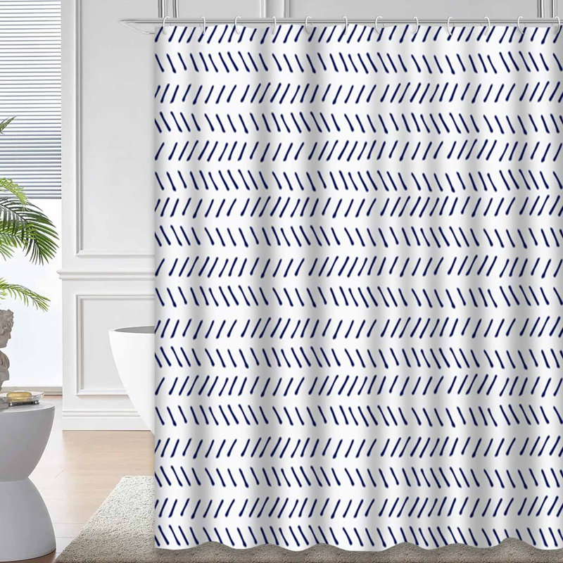 Rideau de douche géométrique à chevrons subtils avec 12 crochets, L 72 po x l 72 po