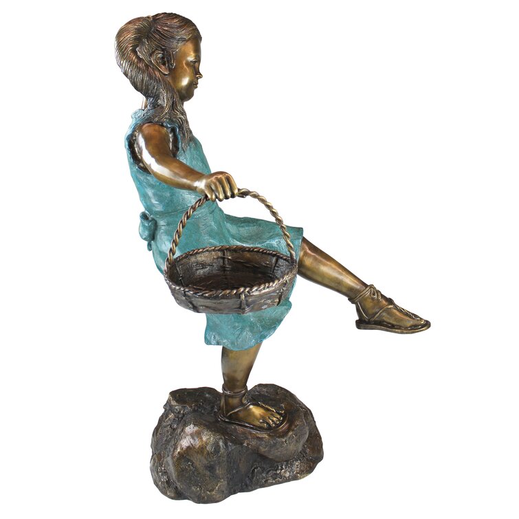 Design Toscano Brittany with a Basket Little Girl Cast Garden