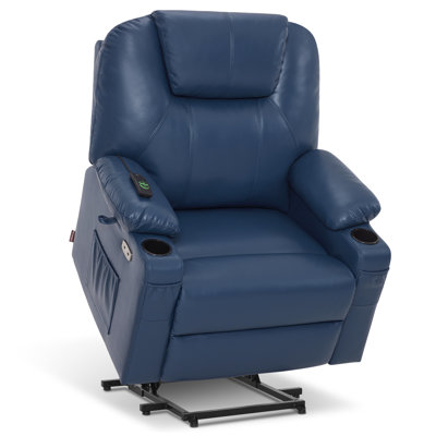 Fauteuil inclinable électrique de 25,2 po de largeur avec massage et chaleur, similicuir