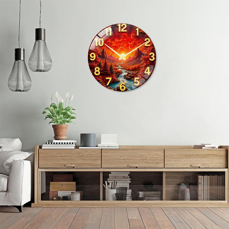 Horloge murale coucher de soleil, horloge murale 24 po