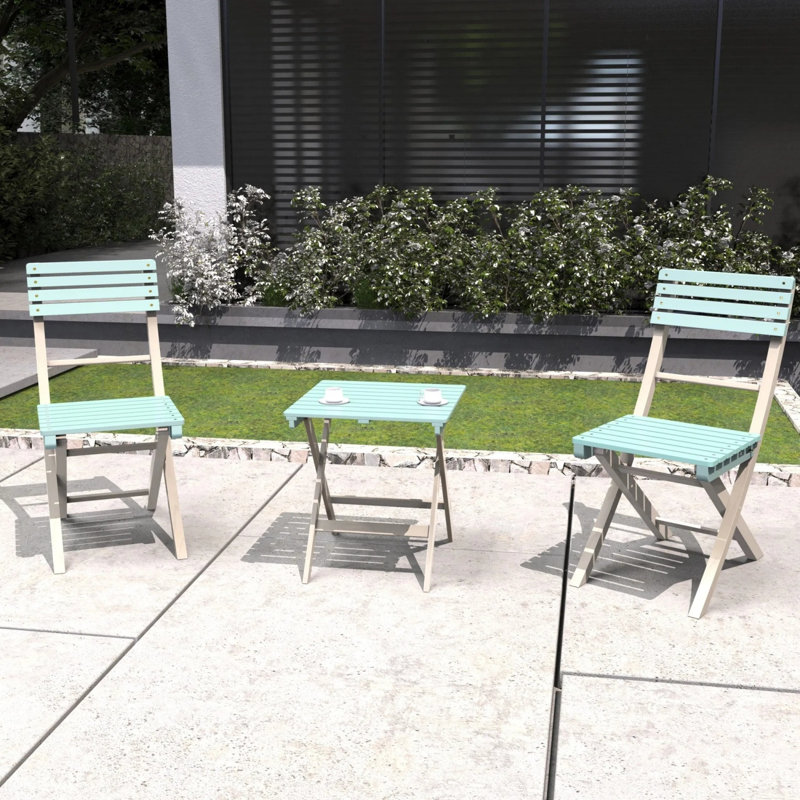 Ensemble bistro 3 pièces avec table carrée et 2 chaises de salle à manger pour balcon