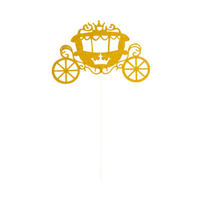 Restaurantware-Top Cake 8 X 3.8 Inch Cake Toppers, 10 Cinderella Carriage Cake Topper Inserts - Durable, With Glitter Detail, Gold Paper Cake Decoration, Birthday, Baby Shower, Supplies