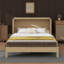 Lit escamotable en bois avec décoration en rotin, plateforme pleine grandeur avec grand tiroir de rangement