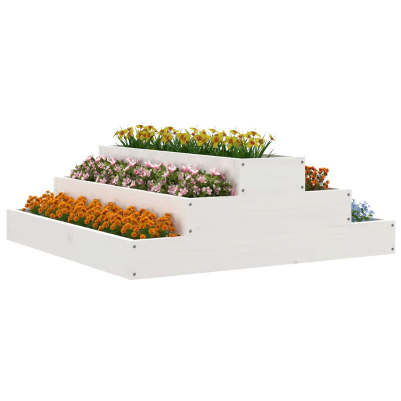 Arevalo Self-Watering Wood Raised Garden Bed, 27cm H x 80cm W x 80cm D, White