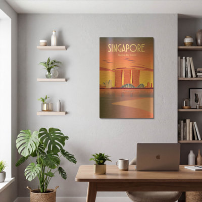 'Singapore' By Arctic Frame Gold Metal Wall Art, 24" x 36"