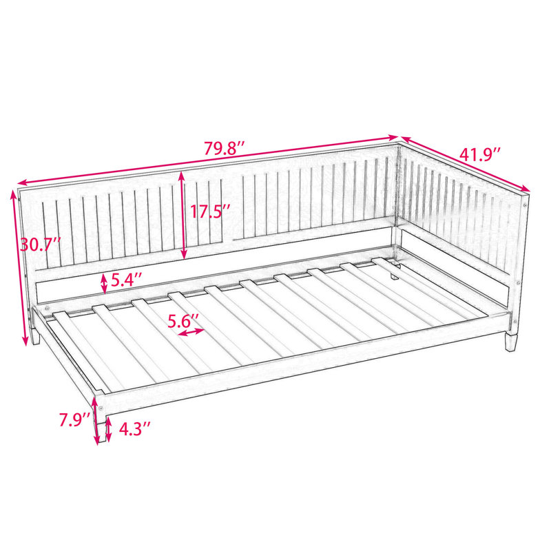 Aramys Daybed with Slats, Twin, Gray