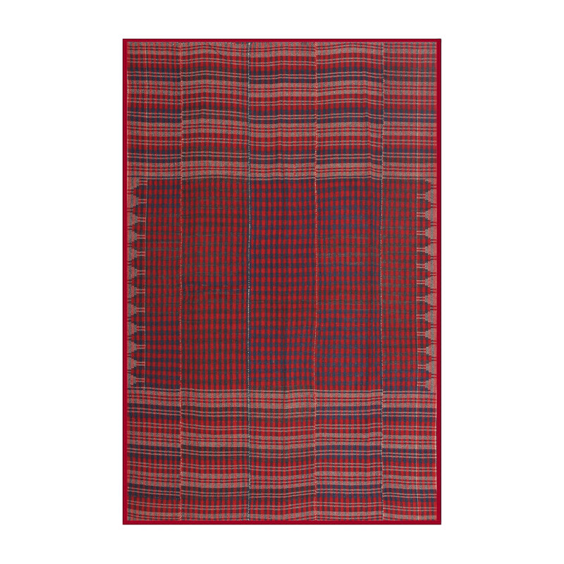Tapis de zone rouge/rose contemporaine, Rectangle 2 pi x 5 pi