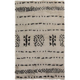 Denali Wool Moroccan Area Rug in Ivory/Black