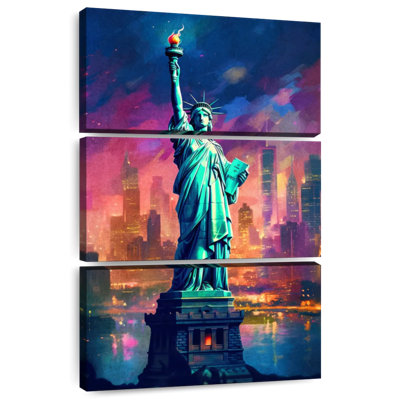 Statue de Nicci de la liberté, horizon néon