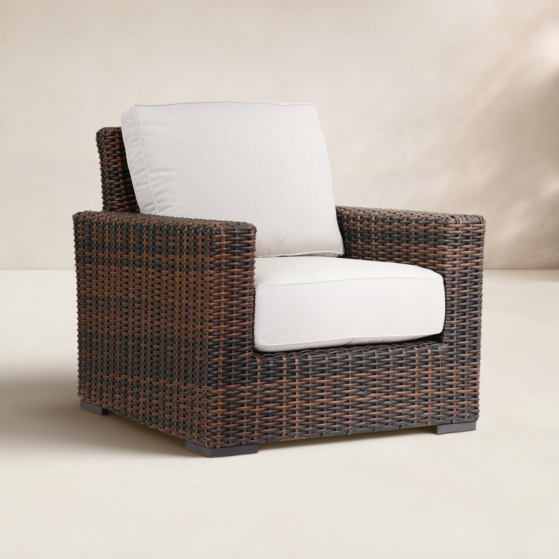Chaise de patio avec coussin Sunbrella® Parris, Toile lin Sunbrella®, Brun