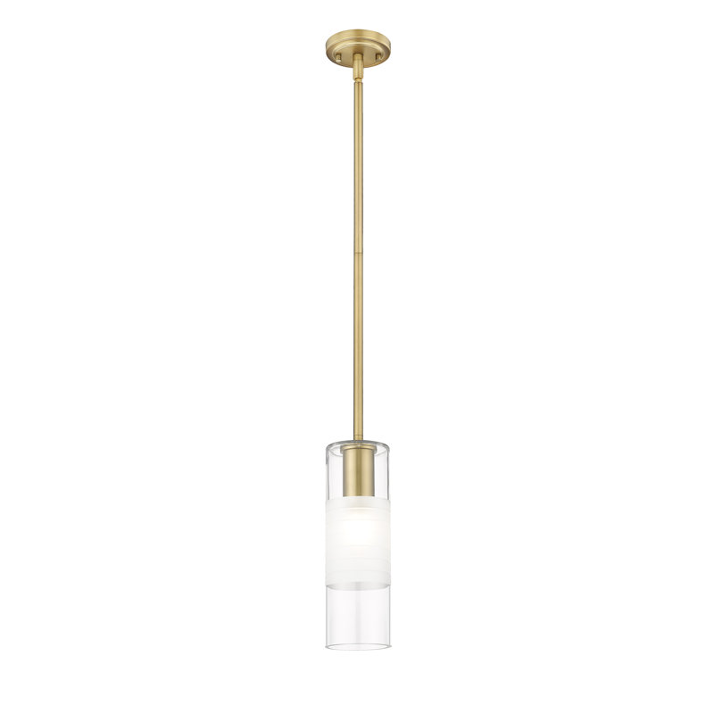 Luminaire suspendu cylindrique à 1 lumière Premislao, Or moderne