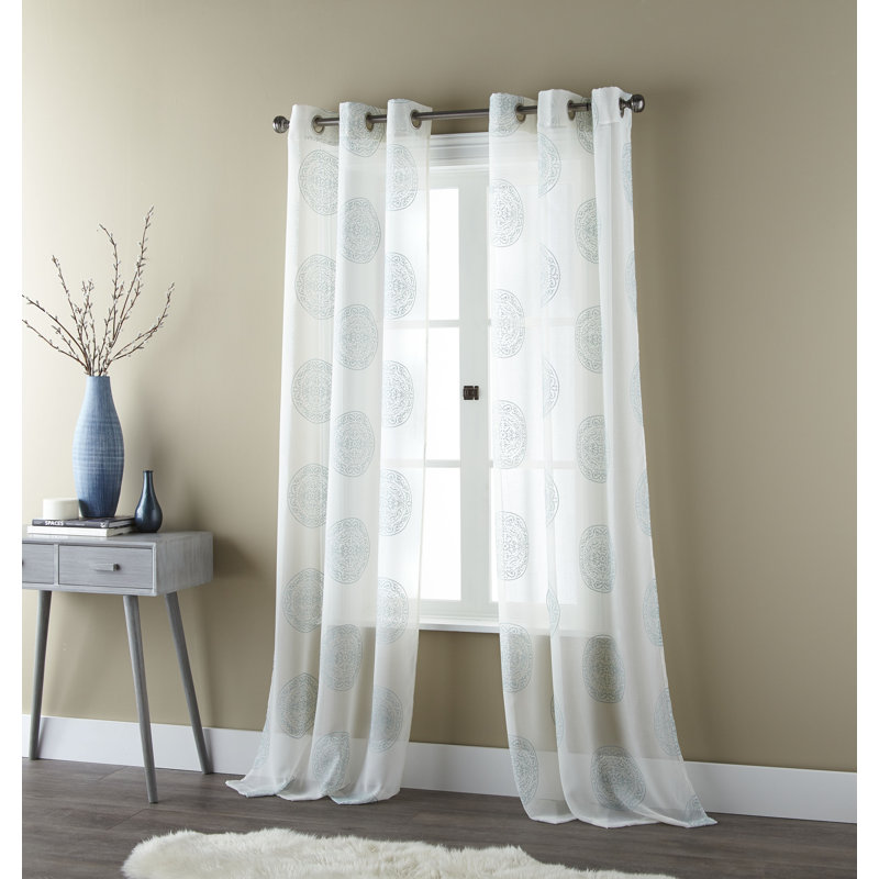 Sheer Curtain Pair, Light Mineral Blue