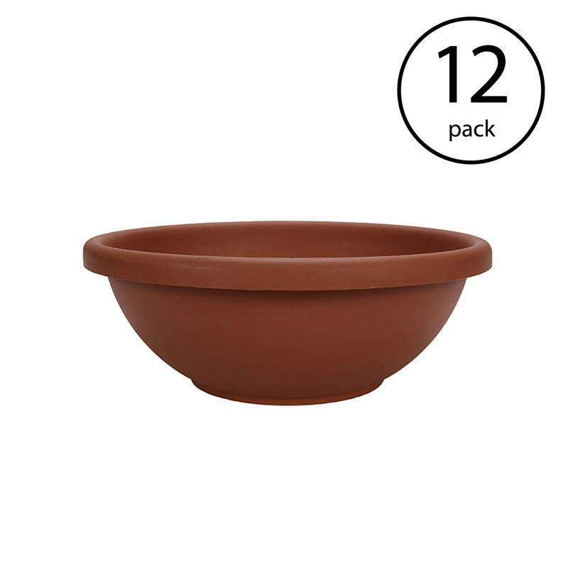 Pot de fleurs en céramique, H 8 po x l 18 po x P 18 po, Brun, 12