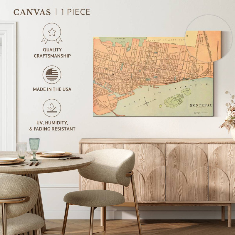 Map Of Montreal, 24" H x 36" W