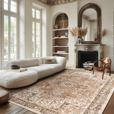 Fillender Washable Soft Vintage Rug Fashion Floral Rug For Living Room Dorm Decor