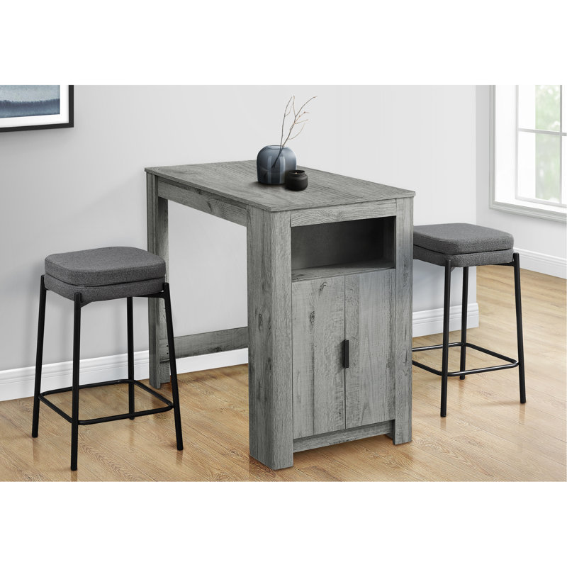 Modern 48" Rectangular Dining Table With Hidden Storage, Grey Laminate, Counter Height Shelf