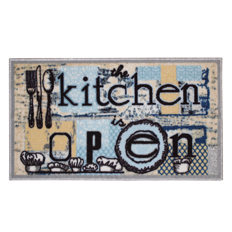 Polyester Non-Skid Kitchen Mat, Rectangle 1'6" x 2'6"
