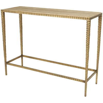 Anita Gold Marble Rectangular Living Room Console Table with Metal Legs, 37" x 12" x 28"