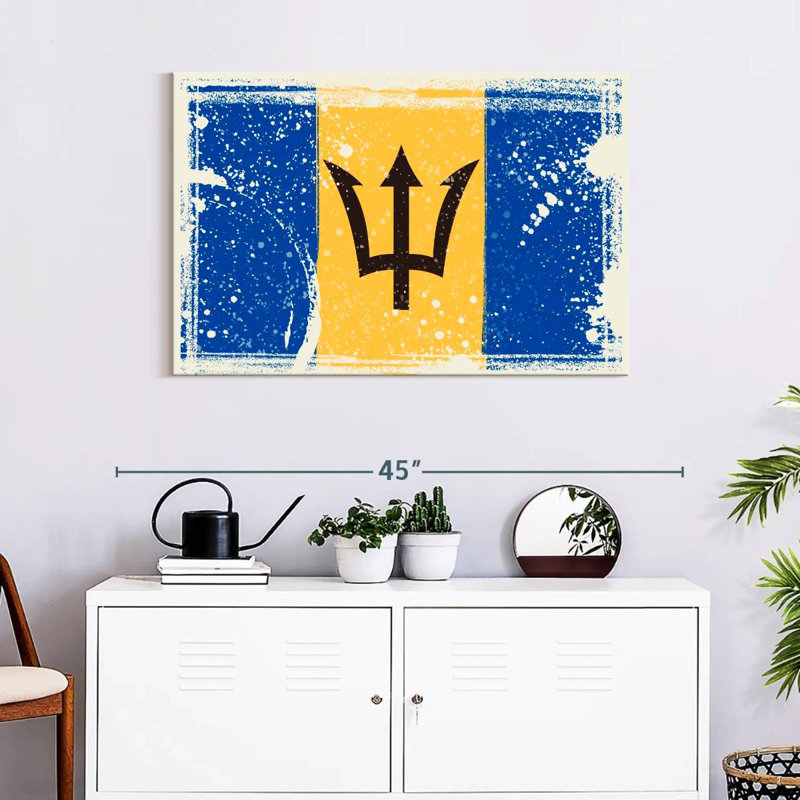 Borges Splattered Barbados Flag, 24" H x 36" W