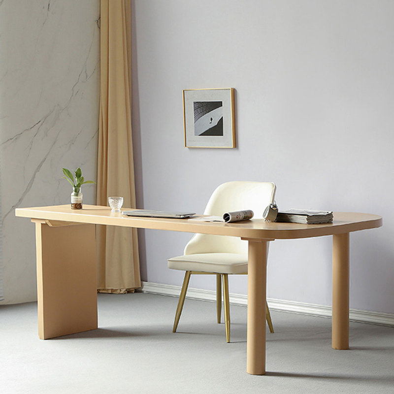 L-Shaped Solid Wood Desk, Burlywood, Left Hand Return, 29.53" H x 70.87" W x 47.24" D