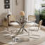 1 table de salle à manger en verre trempé et 4 chaises en porte-à-faux en velours-2141745562-2141745543