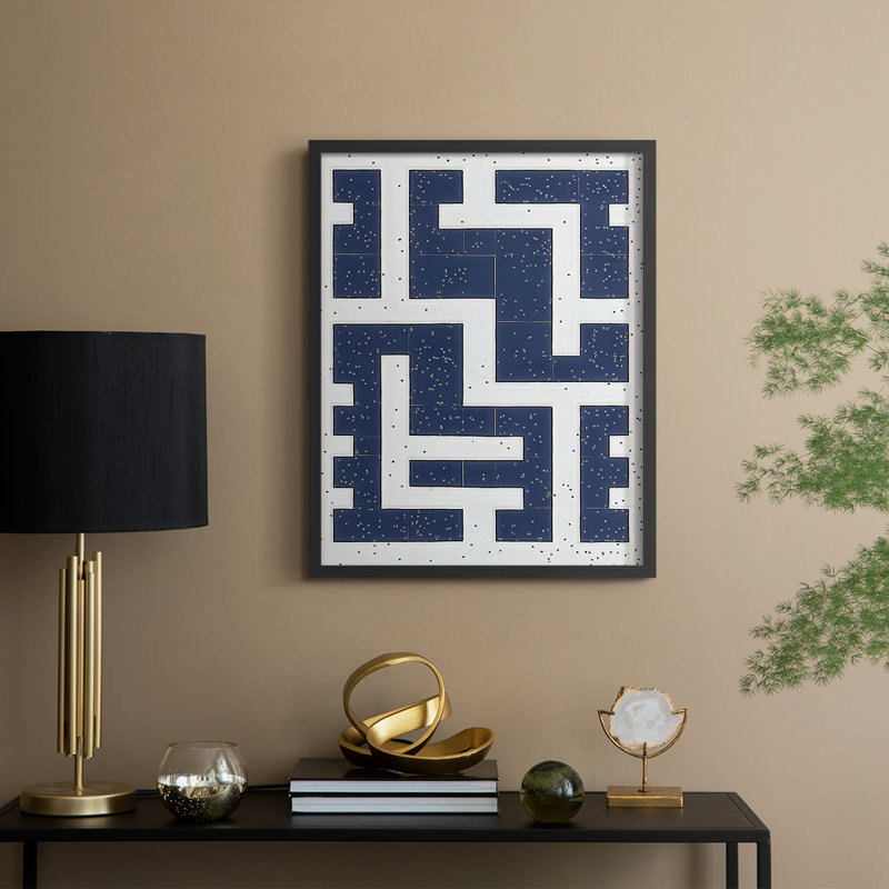 Abstrait CVII, reproduction encadrée - prête à être accrochée - fabriquée aux États-Unis, H 14 po x l 11 po, Noir