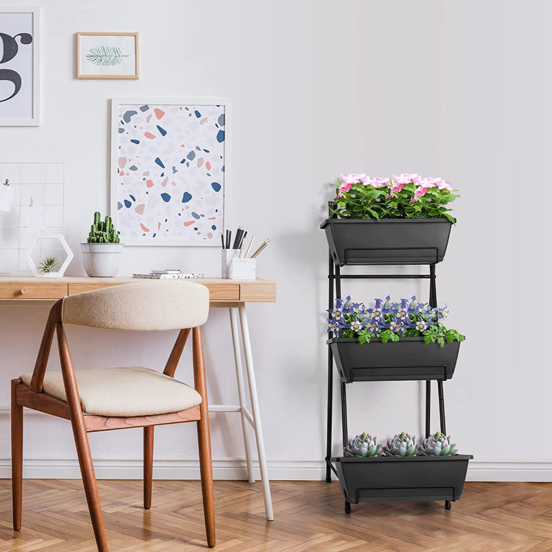 Jardin vertical en plastique Nathanim, H 37,7 po x l 16,8 po x P 16 po, gris