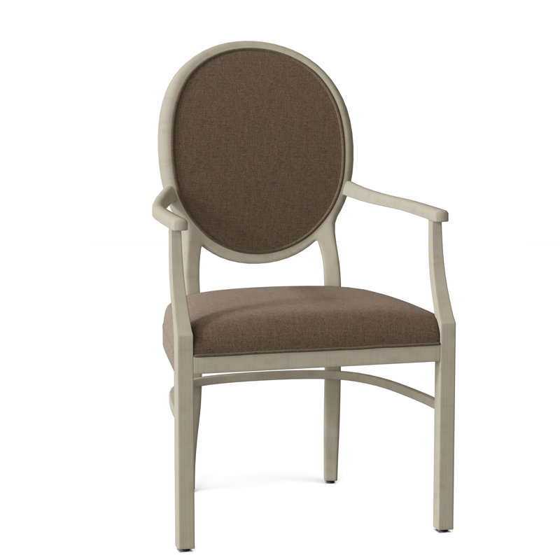 Hughes Upholstered King Louis Back Arm Chair, Bark (8789 06), Walnut