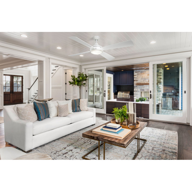 52" Aluma 4 - Blade LED Standard Ceiling Fan with Wall Control and Light Kit Included, Flat White