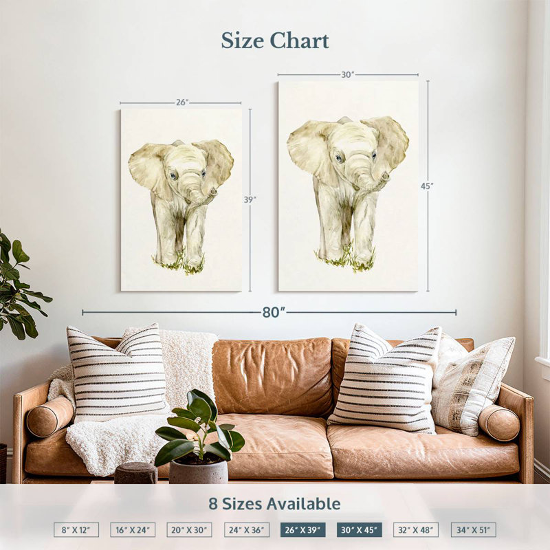 Brampt Baby Elephant I, 39" H x 26" W