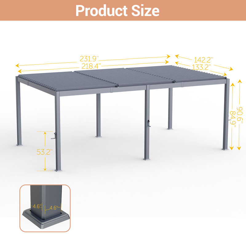 TOUTES les pergola en aluminium avec toit réglable, 12 pi x 20 pi