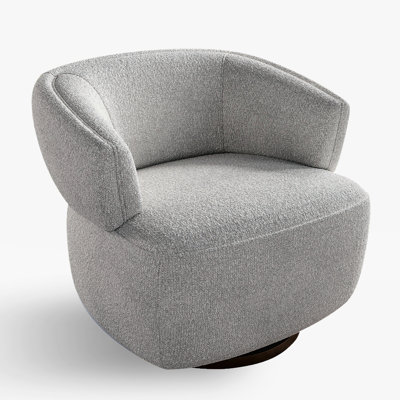 Fauteuil d'appoint pivotant surdimensionné à 360 degrés en gris - teint - revêtement, expérience d'assise profonde pivotante entièrement assemblée, coussin en mousse haute, revêtement