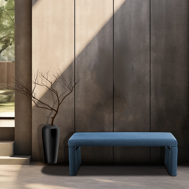Banc rembourré en tissu Ellayah, Bleu