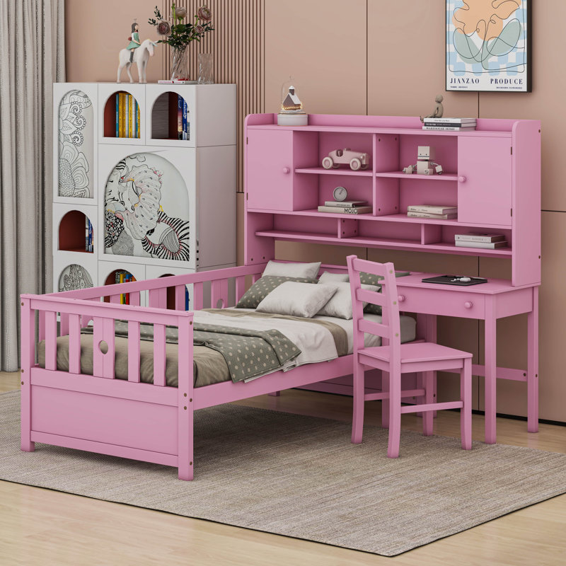 Lit plateforme en bois Samos, Rose