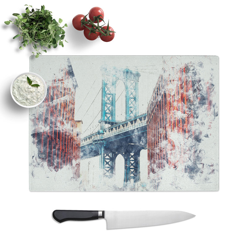Tempered Glass George Washington Bridge Chopping Board, 28.5 cm x 39 cm