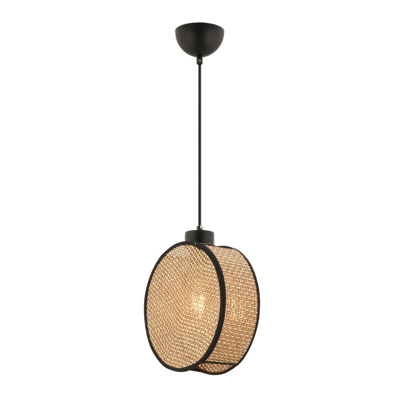 Lustre élégant en métal, beige et noir, 25,2 po x 3,5 po | Certifié CE, douille E27 (60 W maximum) | Hauteur totale: 25,6 pouces | Parfait pour les salles à manger, les espaces de vie et les vestibules | Design élégant et moderne