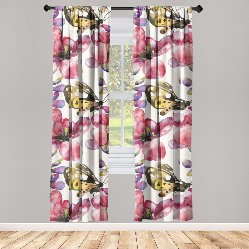 Microfiber Semi Sheer Curtain Pair, 28" W x 84" L