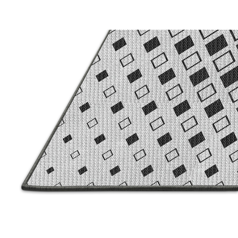 Tapis noir/gris à motifs, Rectangle 5 pi x 7 pi