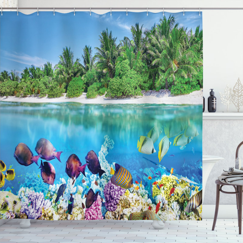 Shower Curtain with Hooks Included, 75" H x 69" W