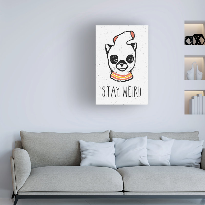 Stay Weird Panda Canvas Wall Art with Wood Frame