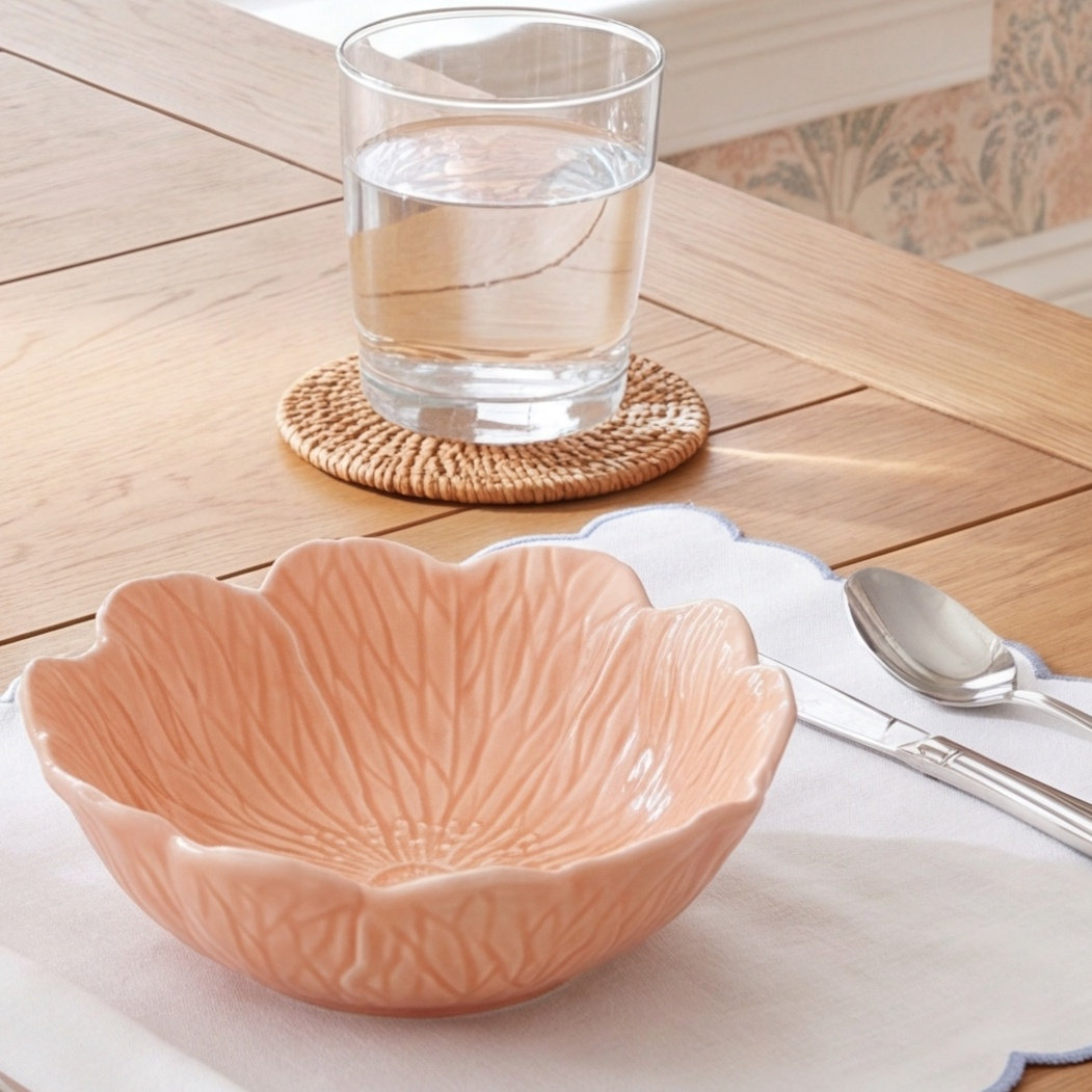 Flora Earthenware Cereal Bowl, Pink
