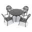 Ensemble de salle à manger d'extérieur rond 5 pièces de 120 cm (47,24 po) avec 4 chaises empilables et coussins bruns-94396489