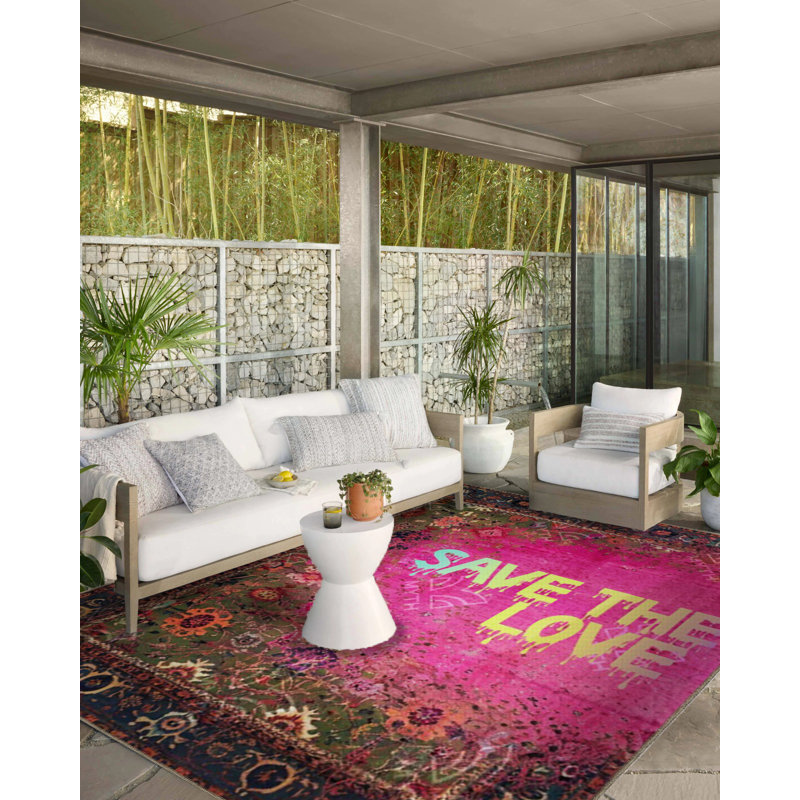 Tapis décoratif moderne à motifs textuels «Save Love» de la collection Écrite, Tapis de couloir 3 pi 3,37 po x 9 pi 10,11 po