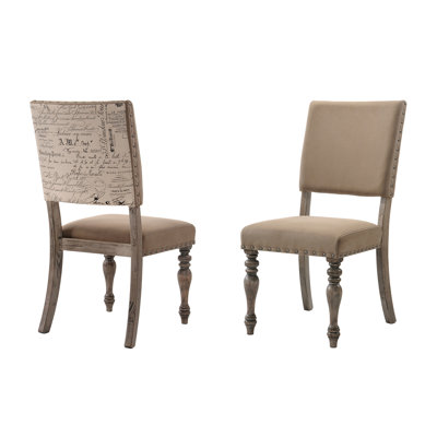 2 pièces pour salle à manger avec finition en bois flotté imprimé style rustique, siège et dossier en microfibre, garniture cloutée, construction, l 20 po x P 25 po x H 40 po, chaises à assembler