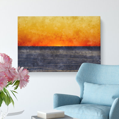 An Orange Sunset - Wrapped Canvas Painting