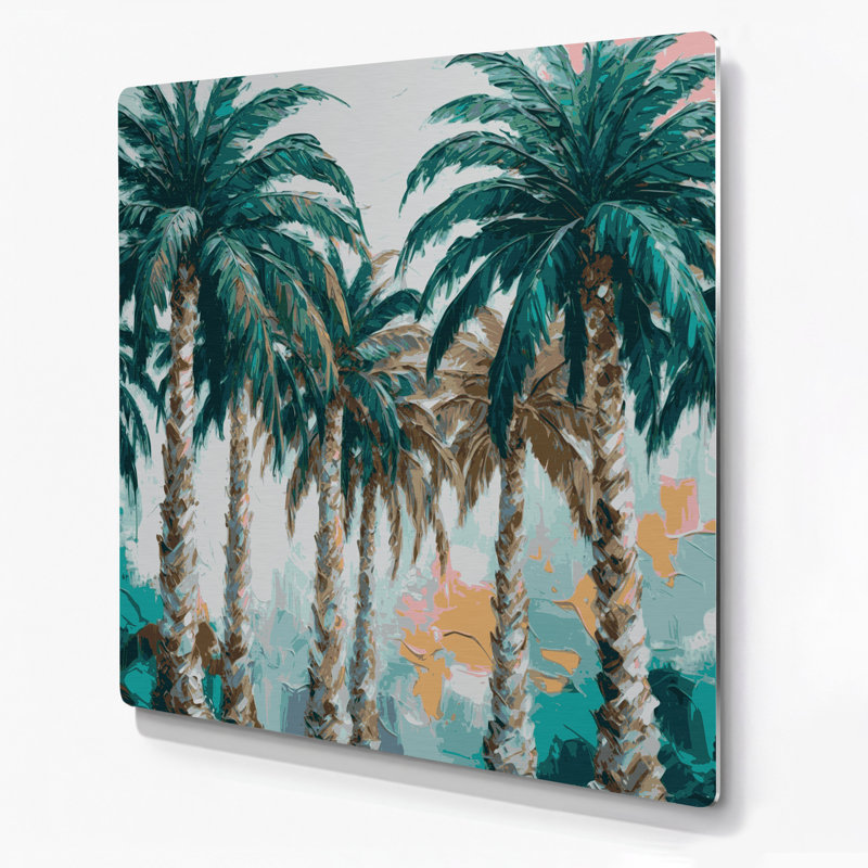 «Botanical Royal Palm», art mural en métal bleu, H 12 po x l 12 po