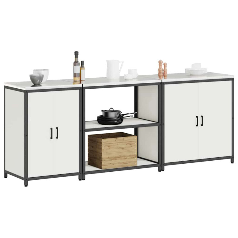  Storage Kitchen Cabinet Set, White