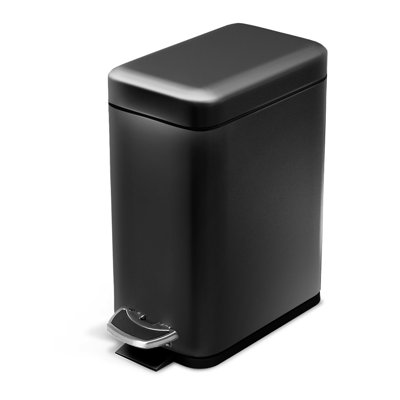 1.3 Gallon Small Bathroom Trash Can with Lid and Step Pedal